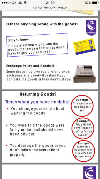 To think that Next will give me a refund?