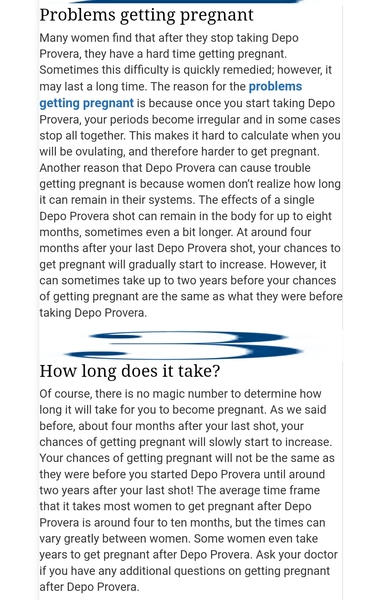 Depo but now want to conceive