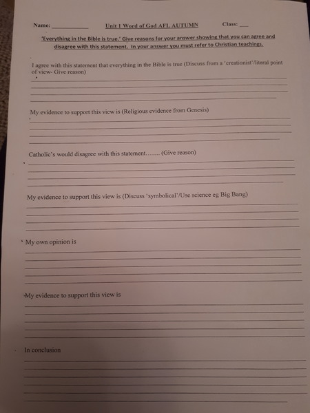 Year 7 RE homework