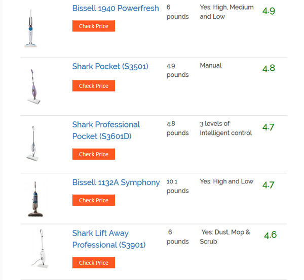 Steam mop recommendation