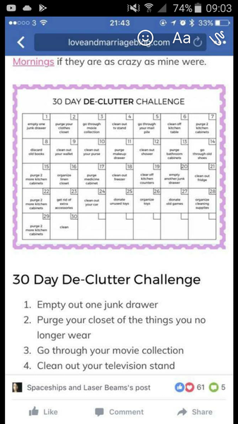 Join me in getting rid of at least one thing a day decluttering challenge?