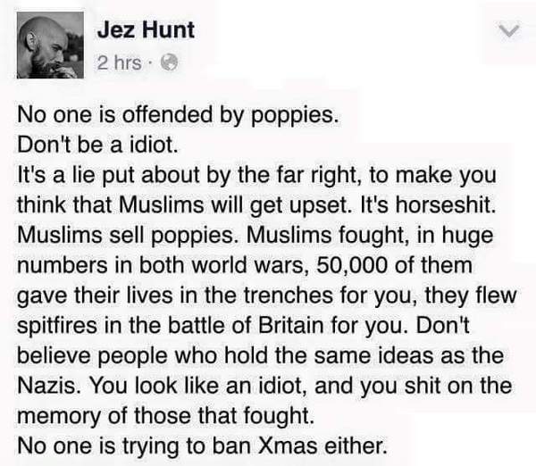 To ask if anyone in rl has ever actually met anyone who is 'offended by a poppy?