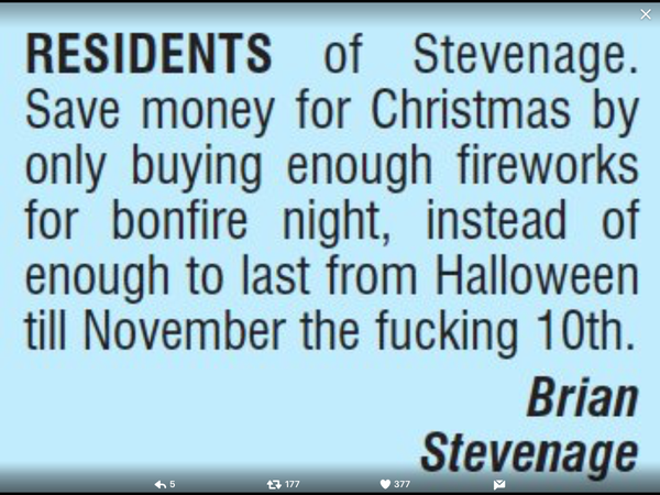 Fucking fireworks! There's really no need is there?