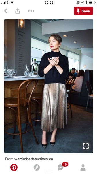 If yoh have a pleated midi skirt what do you wear it with?