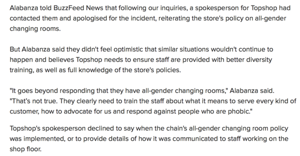 To alert you to the fact that Topshop just changed its policy to let men into the women's changing rooms
