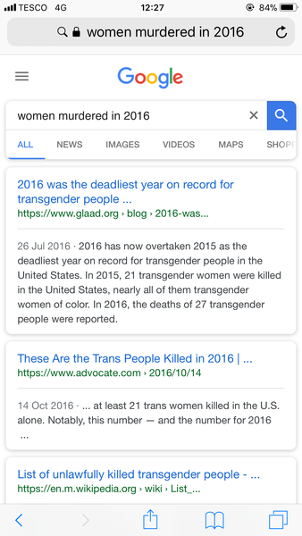 Google “women killed in 2016” - you won’t believe the result