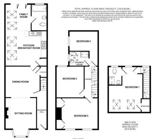 very small single room + decent family bathroom or single room + small family bathroom