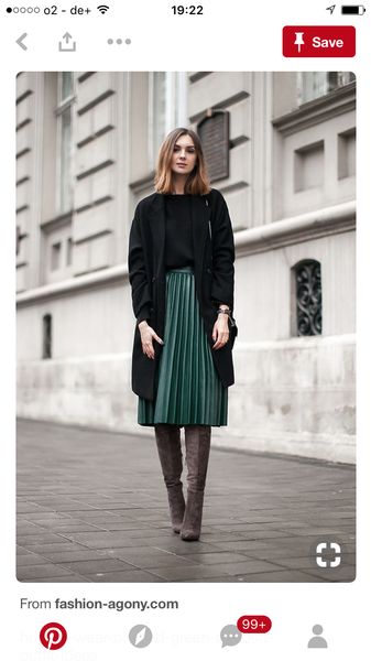 If yoh have a pleated midi skirt what do you wear it with?