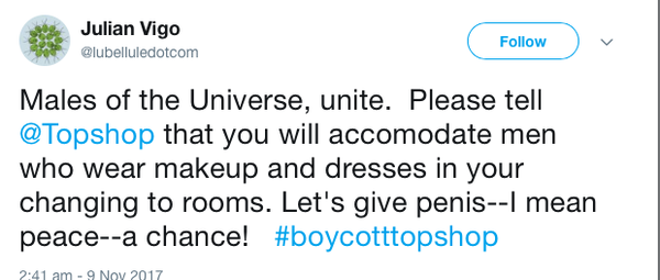 Topshop gender neutral changing rooms part 2