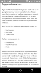 To ask what to put into a foodbank shop?