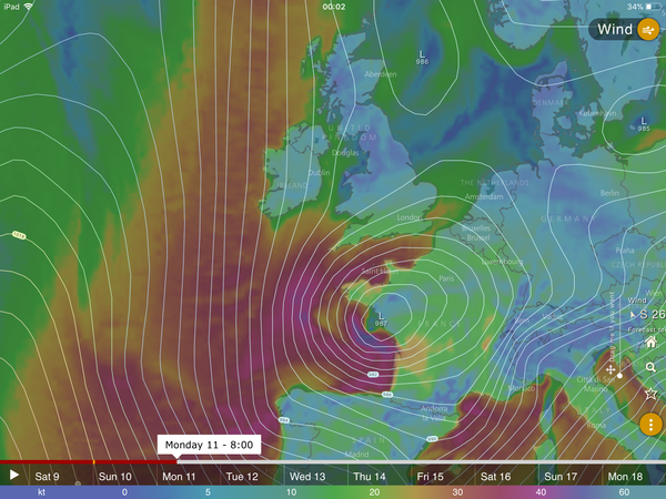 Massive low pressure hitting France and channel islands?