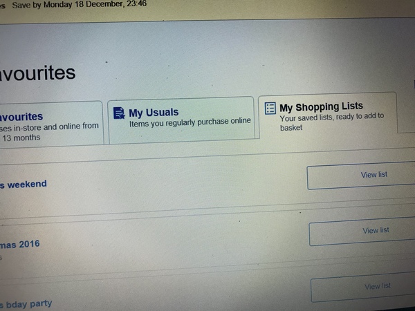 To hate that Tesco online stopped Lists!