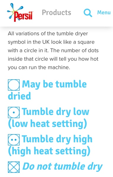 Boring one about tumble dryer symbols