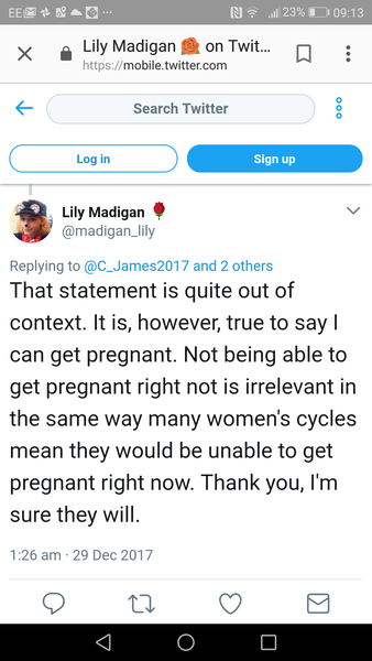 I stand corrected Lilly M can get pregnant