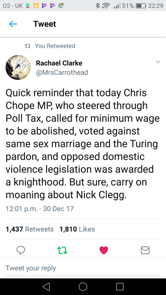 A knighthood for Nick Clegg.