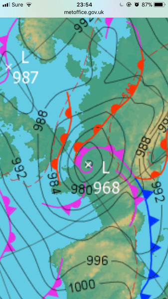 Massive low pressure hitting France and channel islands?