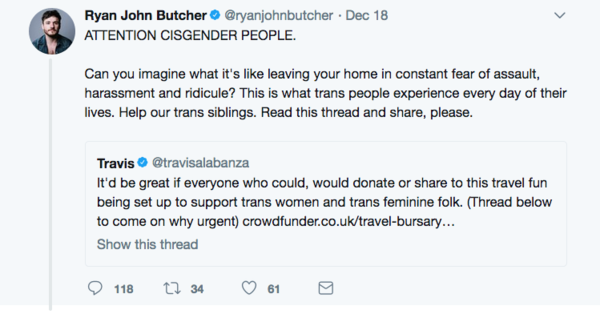 ATH appeal for travel bursary for trans women. Not trans men.