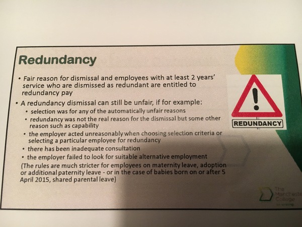 Redundancy 1 week after colleague returned from maternity leave
