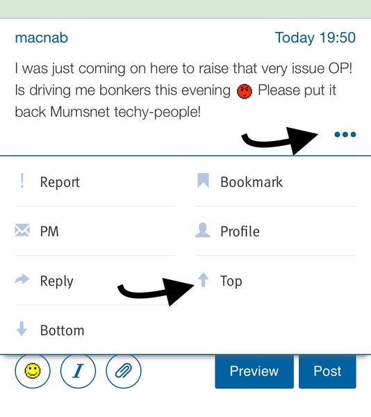 Back to top button on mobile site