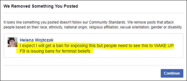 Banned from Facebook