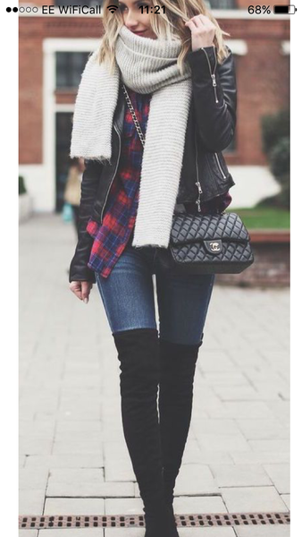 Black suede over thigh boots (flat)