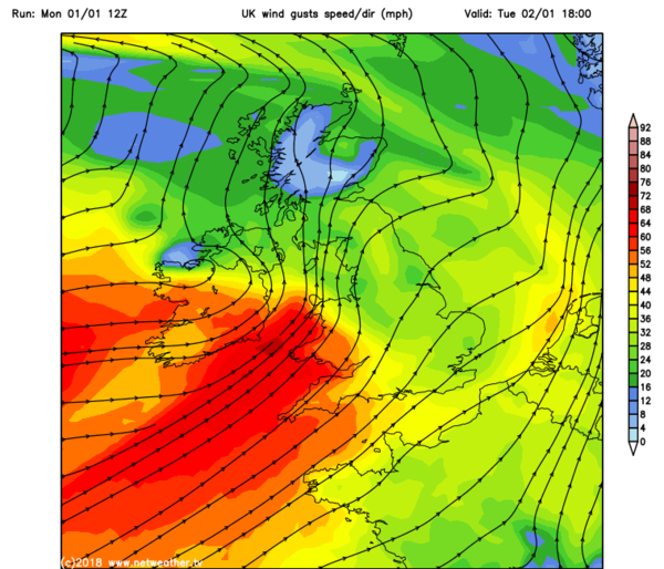 Wind warnings for most of us 2/3 January