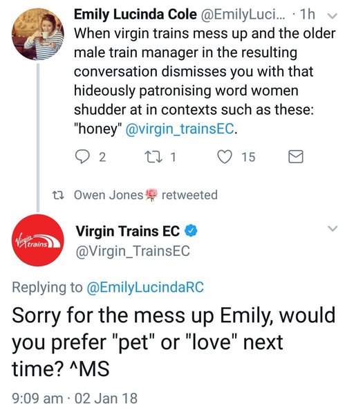 Good Old Fashioned Sexism, '70's Style, From Virgin Trains.