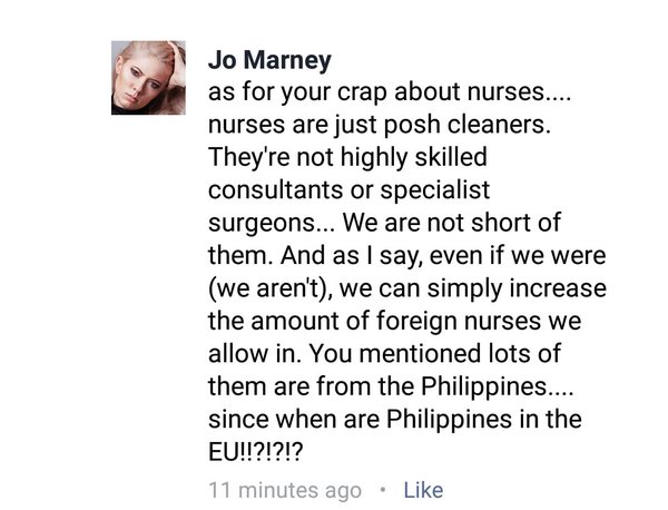 To wonder: in what context does Jo Marney think her comments would not be racist