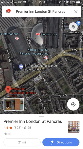 Does anyone know which Premier Inn is closest to St Pancras International?