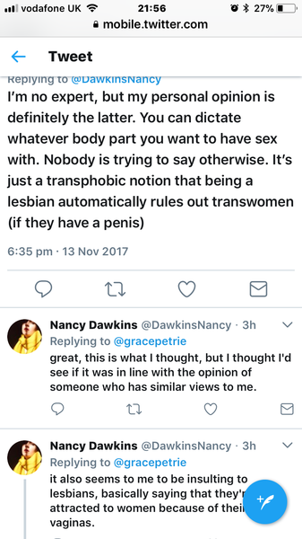 Lesbian women should be open to having sex with transwomen but straight men is a different matter