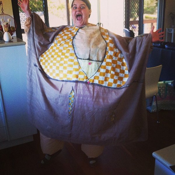 To ask for help for a middle aged woman who needs a fancy dress costume?