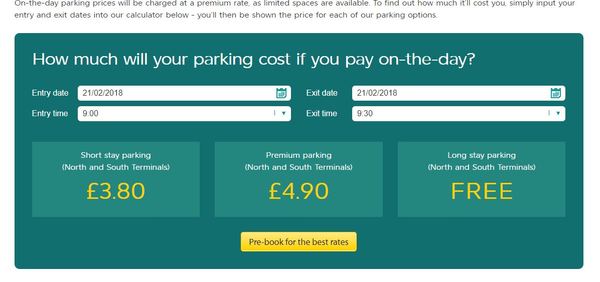 Parking at Gatwick for dropping off DS