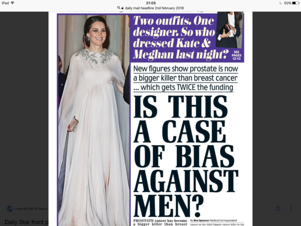 This issue about prostate cancer being a bigger killer than breast cancer