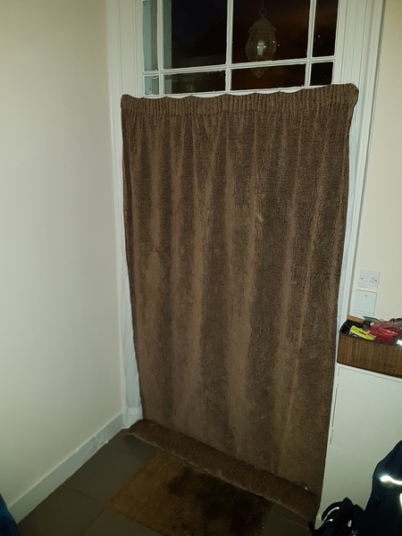 Curtain across the front door