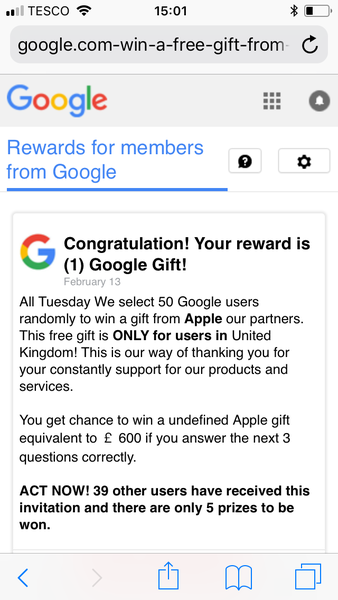 Anyone else getting this Pop up redirection scam?