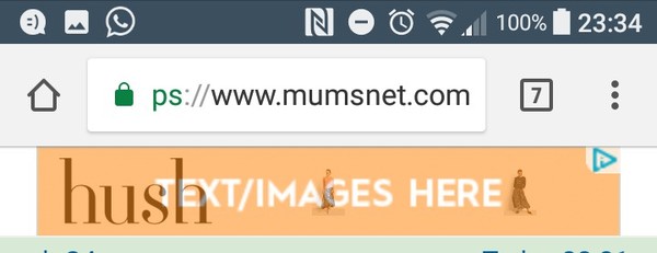 Hush ad missing text/images?