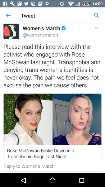 To think the Women's March organisers are a bunch of fucking traitors (Title edited by MNHQ)
