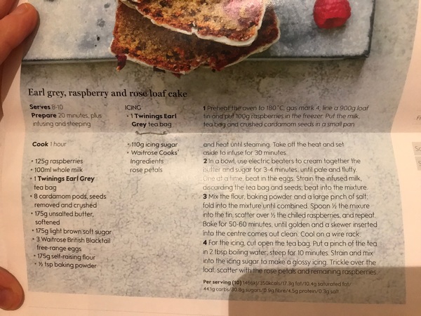 ly 2017 Earl Grey, raspberry and rose loaf cake