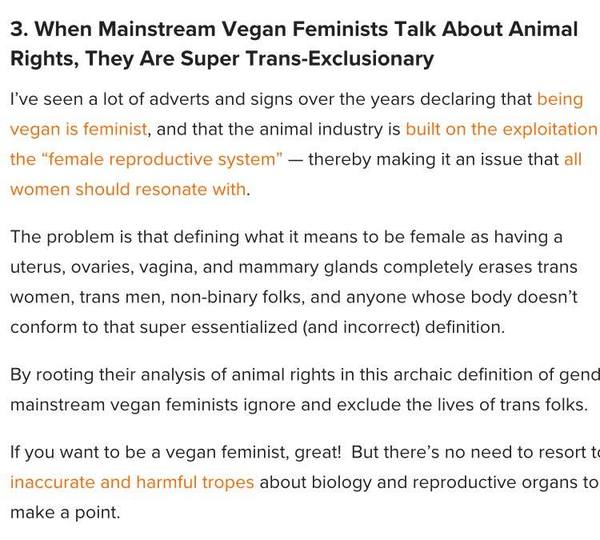 Vegans are now TERFs?!  Here's the barrel, for scraping the bottom of...