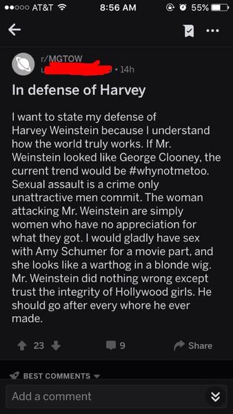 To be horrified by this and think that making people aware of it, will hopefully challenge this behaviour and make it unacceptable (protenially triggering/sensitive)