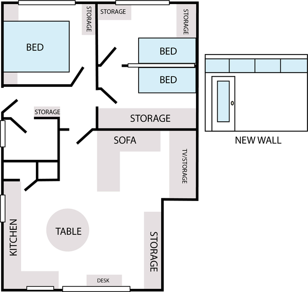 Living in a tiny flat. Help me utilise the space please! Floor plan included