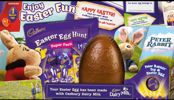 The word 'Easter' on Easter eggs
