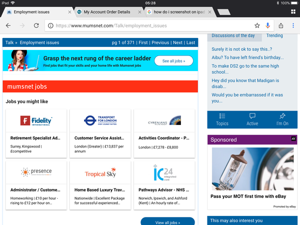 Mumsnet Jobs ad slap-bang in the middle of Employment Board