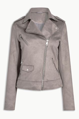 Grey suede biker jacket