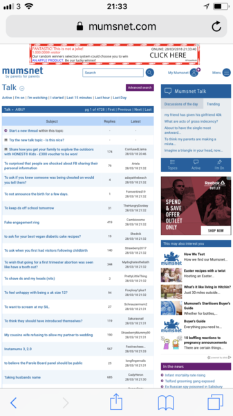 Mumsnet really? Really scraping the barrel with this advertising!