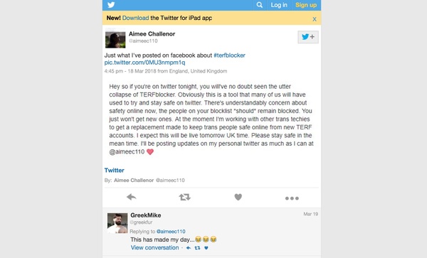 Green Party blocking 30,000 women on twitter