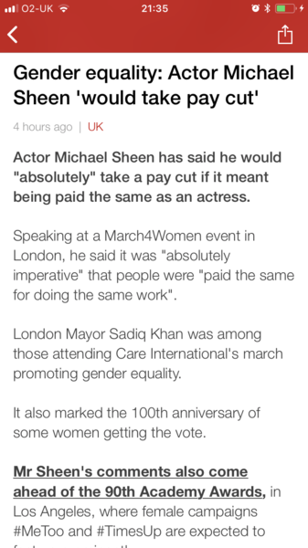 BBC app coverage of the March4Women