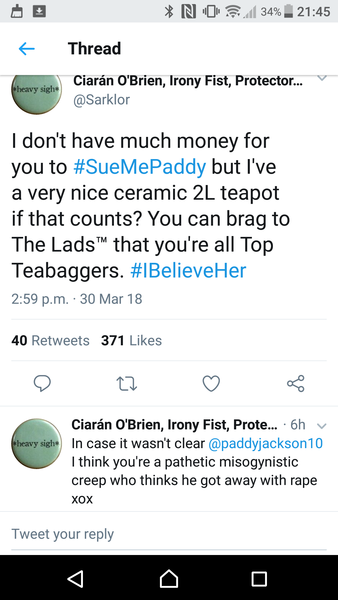 Thoughts on #suemepaddy ?