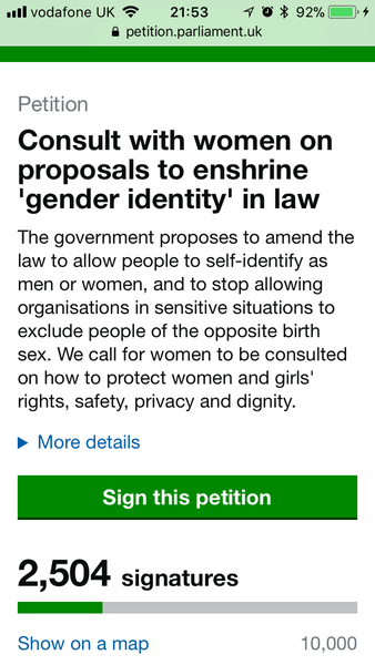 The self-ID petition is now live!