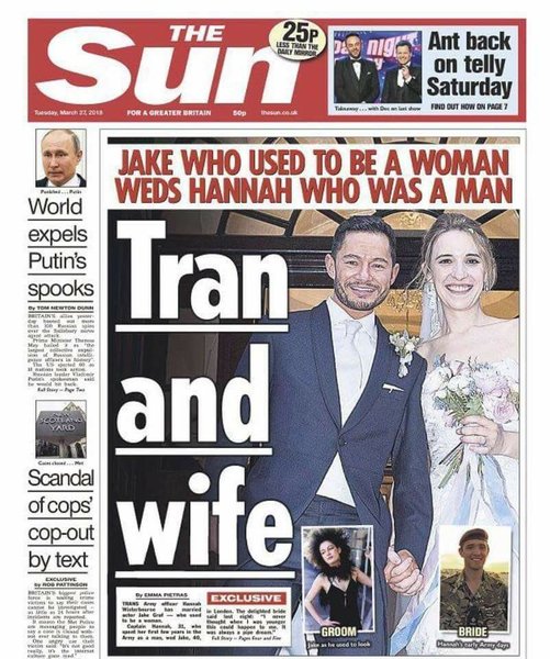 The Sun transwedding headline